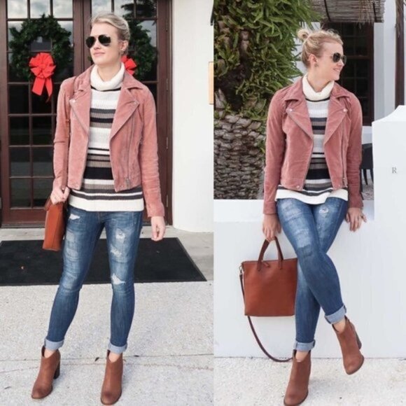 💕BLANKNYC💕 Suede Moto Jacket ~ Coral Cedar - Picture 4 of 16